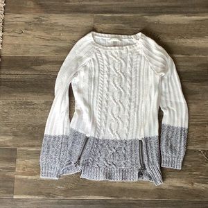 Gray and white sweater